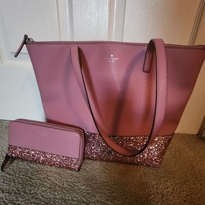 Kate Spade Glitter Tote and Wallet Bundle